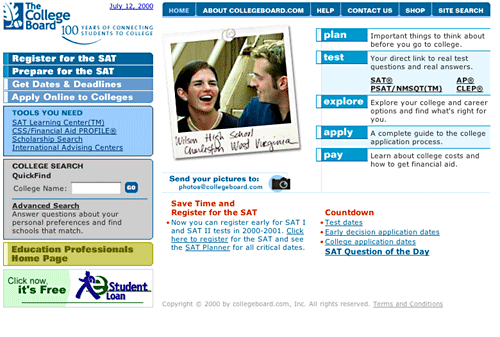 CollegeBoard.com, Interim Site